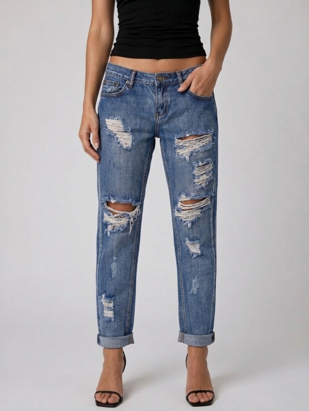 ONE x OneTeaspoon Distressed Relaxed Tapered Jeans 27 Y2K Grunge